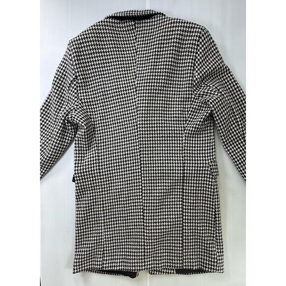 ALBERTO NARDONI Wool Classic Black White Herringbone Long Overcoat Sz XL-XXL - Picture 4 of 10